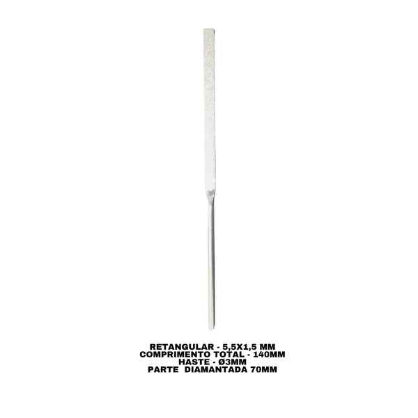 Lima Diamantada Profissional Individual Agulha 140mm - Retang