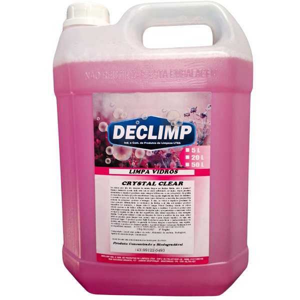 Limpa Vidros 5l Brilho Cristalino E Sem Marcas Declimp