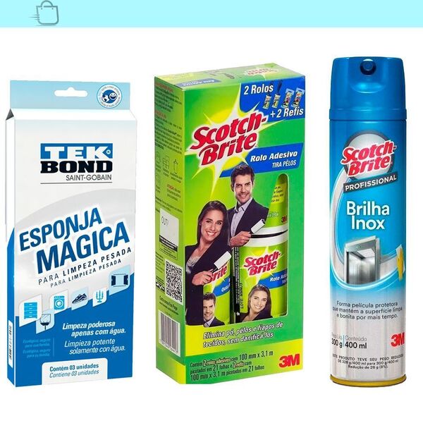 Limpeza Profissional Brilha Inox Rolo Adesivo Esponja Mágica