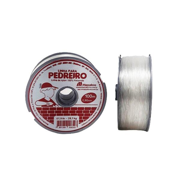 Linha Nylon Cristral Pedreiro 0,80mm Carretel 100mt - Mazzafe