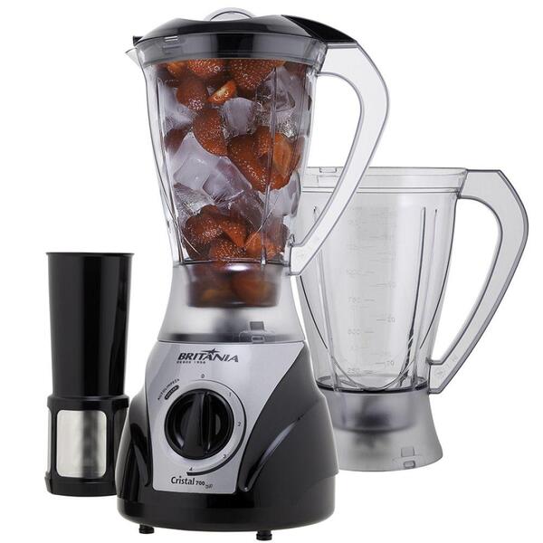 Liquidificador Cristal Duo Preto/prata 700w Britânia 127v