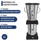 Liquidificador Industrial Baixa Rotação 6 Litros Inox Jc
