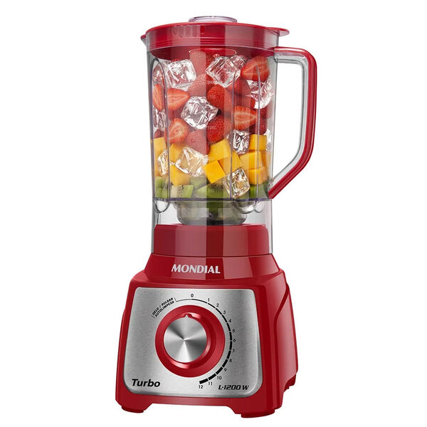 Liquidificador Mondial Turbo 1200w Vermelho E Inox L-1200 Ri