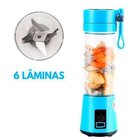 Liquidificador Portátil 6 Laminas 380ml Usb Azul