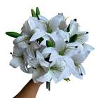 Lírio Artificial Em Buquê Realista Com 9 Unidades - Ideal Par