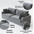 Living Sofá Miami Tecido Linho 170cm Cinza