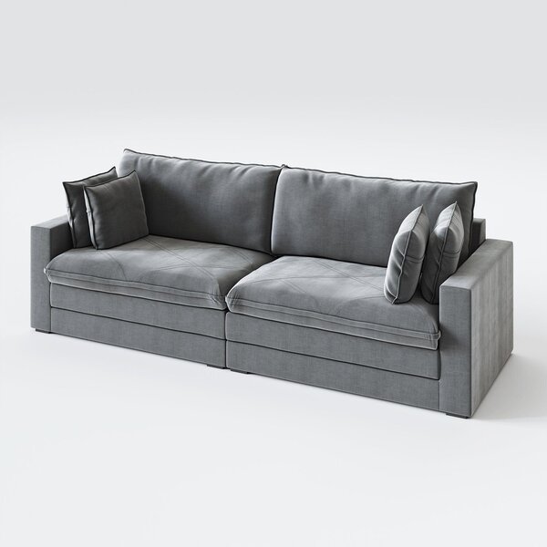 Living Sofá Miami Tecido Linho 170cm Cinza