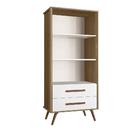 Livreiro 2 Gavetas Retro Carvalho Rústico/branco Kit Com 2