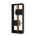 Livreiro C/ Nicho E Carvalho Rústico/preto Fosco Kit C/ 2