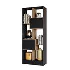 Livreiro Com Nicho E 2 Portas Carvalho Rústico/preto Fosco Ki