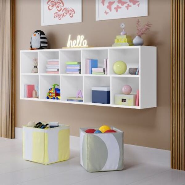 Livreiro Duplo Ely Organizador De Brinquedos Branco Mdf