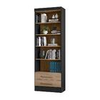 Livreiro Lakewood Preto Fosco Carvalho Rustico