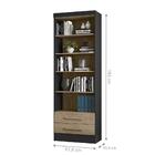 Livreiro Lakewood Preto Fosco Carvalho Rustico