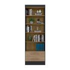 Livreiro Lakewood Preto Fosco Carvalho Rustico