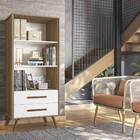 Livreiro Meireles Retrô 2 Gavetas Carvalho Branco Tana Decor