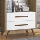 Livreiro Meireles Retrô 2 Gavetas Carvalho Branco Tana Decor