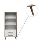 Livreiro Meireles Retrô 2 Gavetas Carvalho Branco Tana Decor