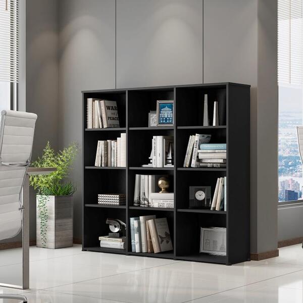 Livreiro Multiuso 9 Prateleiras Trinidad Preto Casa Mobilia