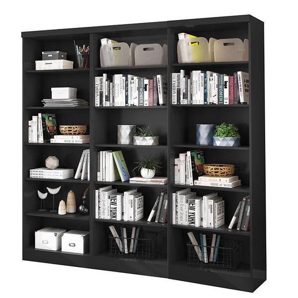 Livreiro Multiuso Preto Fosco Kit Com 3 - Fdecor
