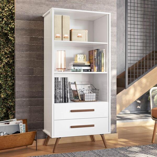 Livreiro Retrô Saymon Com 2 Gavetas Branco