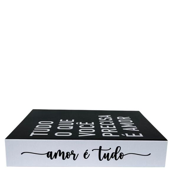 Livro Caixa Fake Para Decorar Branco/preto Amor É Tudo