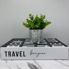 Livro De Papelão Decorativo E Vaso De Cerâmica Prateado