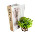 Livro De Papelão Decorativo E Vaso De Vidro Trabalhado Rose