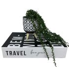 Livro De Papelão Decorativo E Vaso Tripé De Madeira