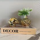 Livro Decor, Vaso De Cerâmica Trabalhado E Elefante Dourado