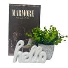 Livro Decorativo + Vaso De Cimento Artesanal + Palavra Hello