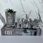 Livro Decorativo 'casa', Vaso De Vidro Prata E Palavra Home