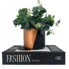 Livro Decorativo De Papelão E Vaso Centro De Mesa Cobre