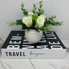 Livro Decorativo De Papelão E Vaso De Cerâmica Com Rosas