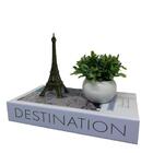 Livro Decorativo Destination, Vaso Branco E Torre Paris