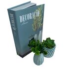 Livro Decorativo E Dois Vasos De Cerâmica Trabalhado