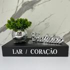 Livro Decorativo Lar/coração + Vaso Prata + Palavra Gratidão