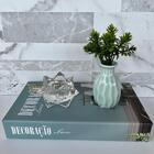 Livro Decorativo, Mini Vaso Cerâmico E Castiçal De Vidro