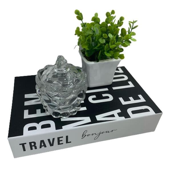 Livro Decorativo, Potiche De Cristal Trabalhado E Vaso