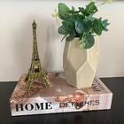 Livro Decorativo, Vaso De Cerâmica E Torre Paris De Metal