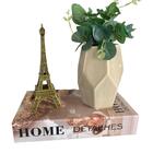 Livro Decorativo, Vaso De Cerâmica E Torre Paris De Metal