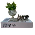 Livro Decorativo, Vaso De Vidro Com Pedestal E Palavra Amor