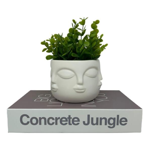 Livro Decorativo, Vaso Máscara Branco De Cerâmica Trabalhado