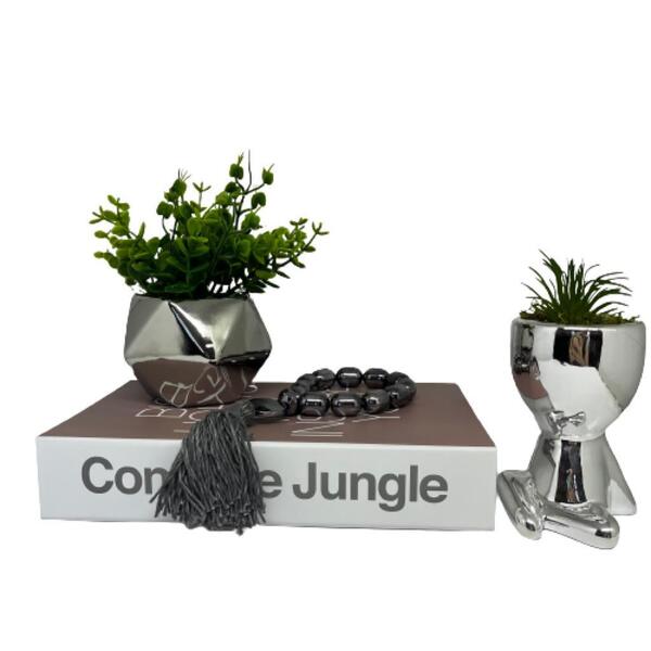 Livro Decorativo, Vaso Prata, Vaso Bob E Colar Japamala