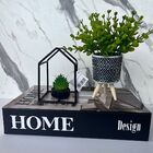 Livro Decorativo, Vaso Tripé E Enfeite De Metal Casinha