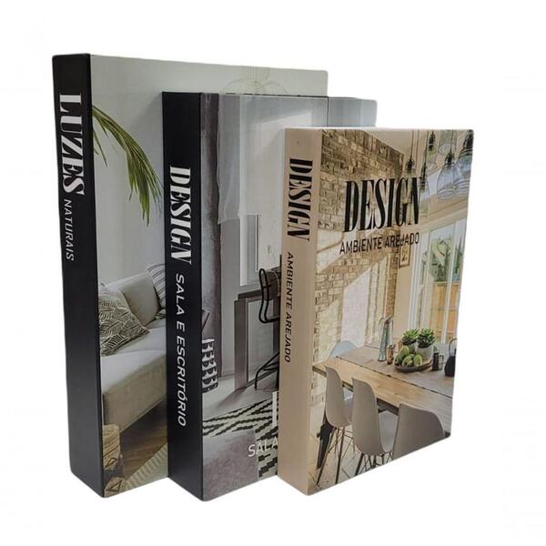 Livro Enfeite Porta Objetos 3 Caixas Organizadoras - Decorati