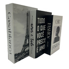 Livro Enfeite Porta Objetos 3 Caixas Organizadoras Paris- Dec