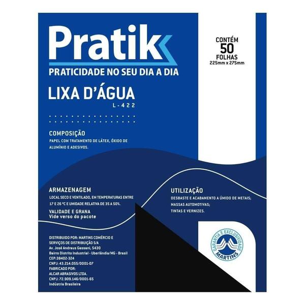 Lixa D'água Pratik G2000 225x275mm - Embalagem Com 50 Unidades