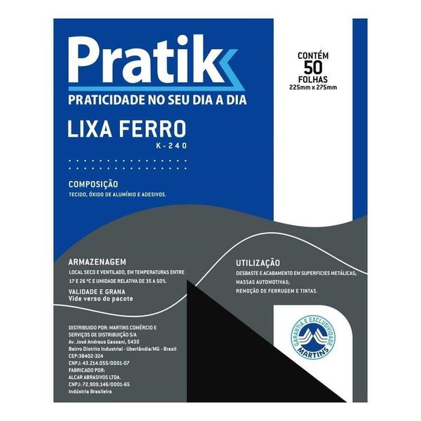 Lixa Ferro Pratik G50 225x275mm - Embalagem Com 25 Unidades