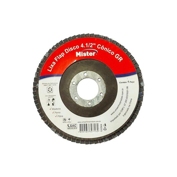 Lixa Flap Disco 4.1/2" Cônico Gr120 - Mister, Tamanho: Gr 120