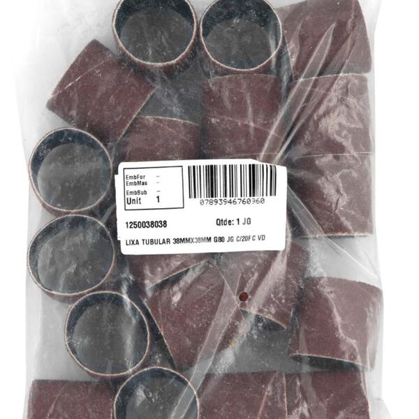 Lixa Tubular 38x38 Mm Grão 80 Jogo Com 20 Peças Vonder